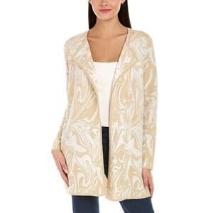 Vince Camuto NWT Women's Tan Long Open Front Jacquard Cardigan Size M